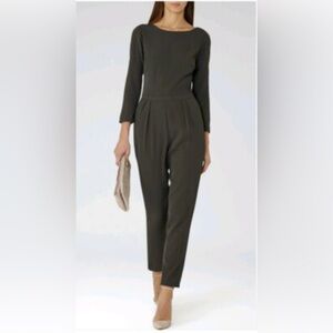 Reiss Green Jumpsuit with Fitted Bodice and Tapered Legs